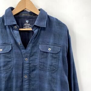 Kuhl Blue Plaid Thick Flannel Button Down